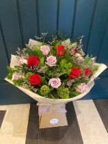 Lilac and Red Rose Bouquet